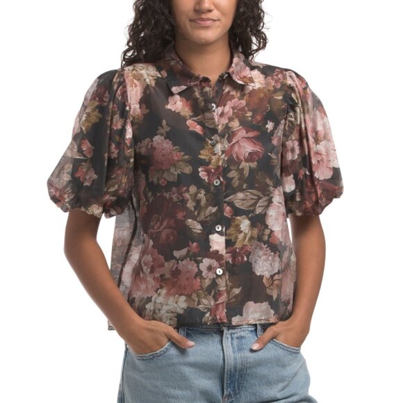 LUCKY & COCO Tops - LUCKY & COCO Rose Multi Printed Blouse